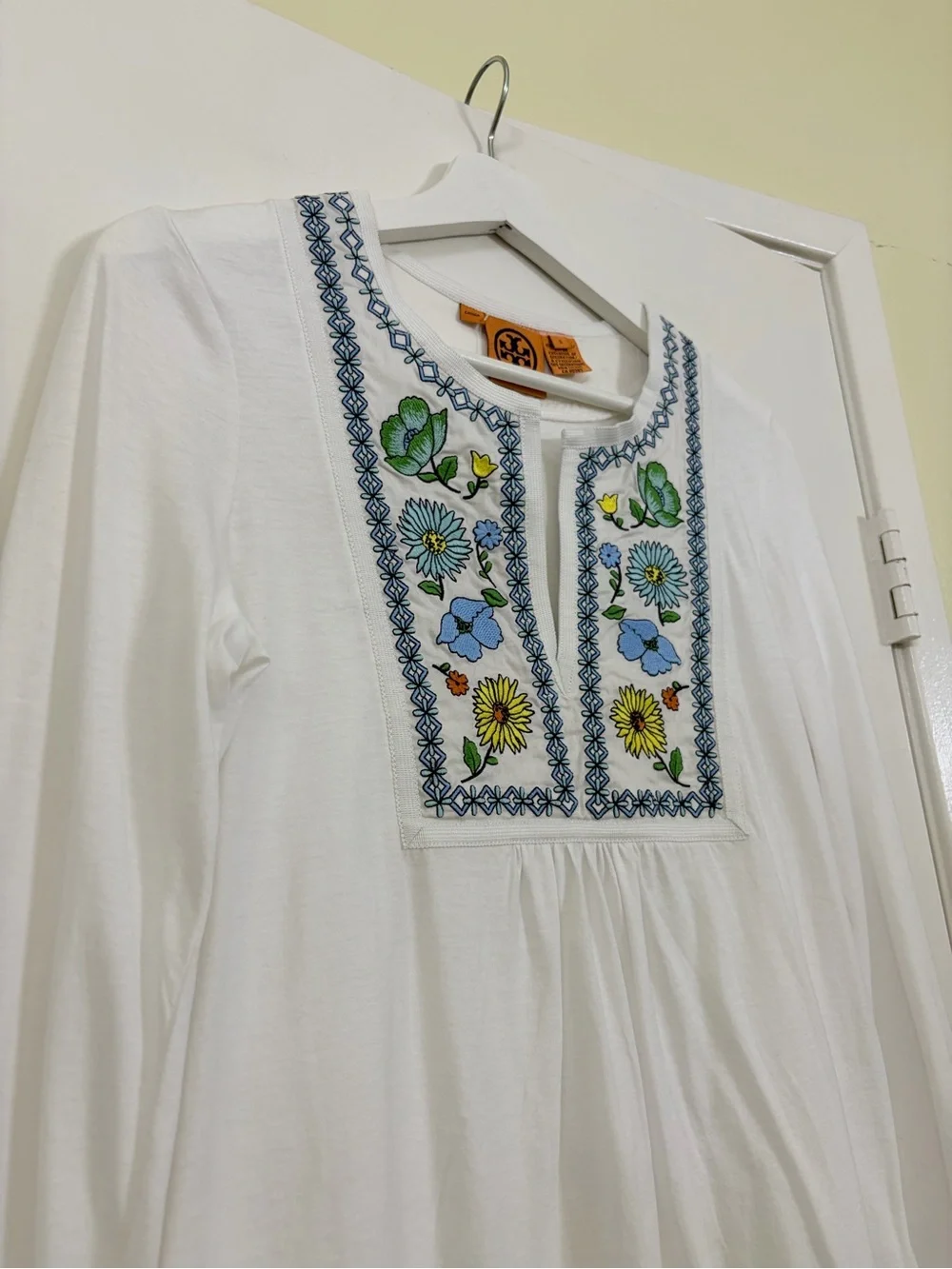 NWT Tory Burch Perah Floral Embroidered Cotton Peasant Boho Top Size S